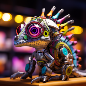 Rikky An image of a tech chameleon alebrije robot surrounded by bdf1e4a2 b0c7 49e1 bbfb b4634520d589
